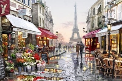 Malowanie po numerach – Mokry Paryż – 40×50 rama