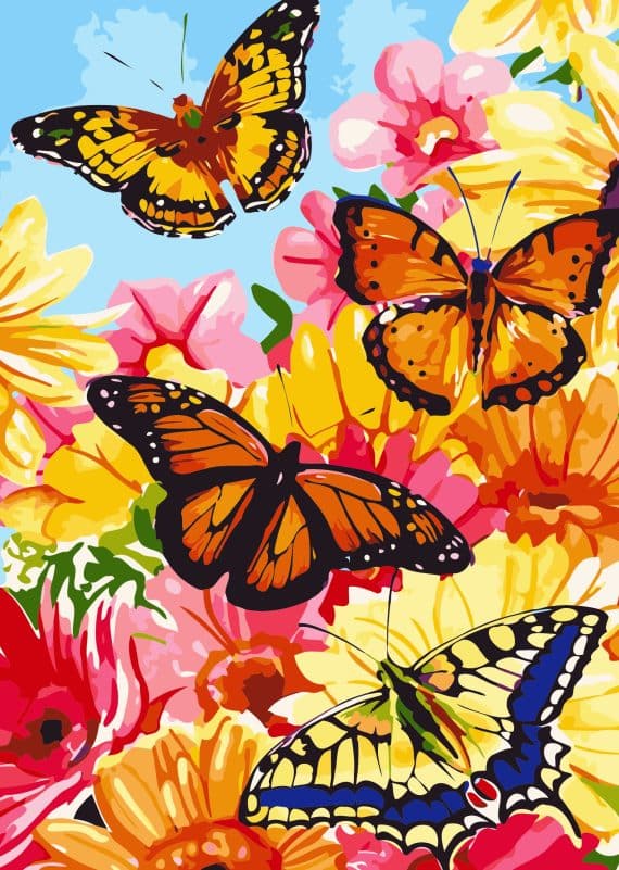 Malowanie po numerach – Motyle – 30×40 rama
